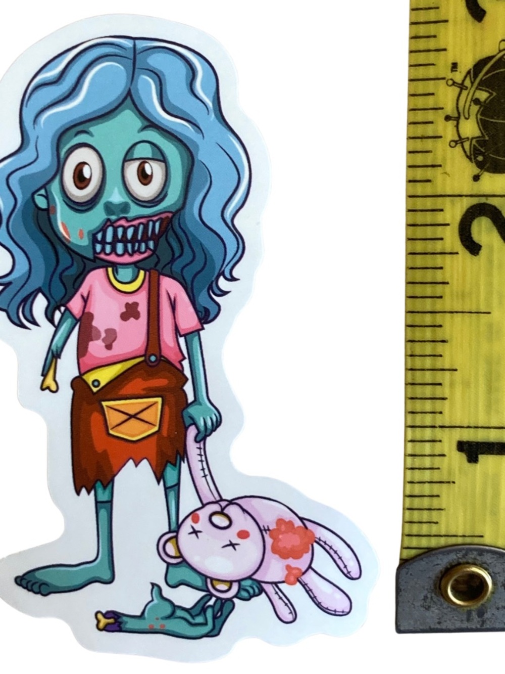 Zombie Girl with Bear Halloween Sticker
